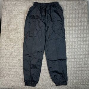 Norsport Mens Vintage Nylon Track Pants Black Joggers Elastic Waist Size L
